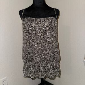 Y2K Charlotte Russe Sheer See Through Tank Top Black Lace Trim Elastic Bottom XL